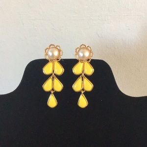 kate spade pearl and yellow flower earrings